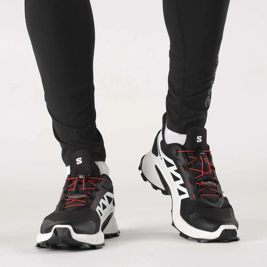 Trailrunning Schoen Salomon Men Supercross 4 Black White Fiery Red 8 Trailrunning Schoen Salomon Men Supercross 4 Black White Fiery Red - Afbeelding 6