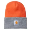 Muts Carhartt Men Acrylic Watch Hat Bright Orange Grey -Schoenen Winkel EU A18 825