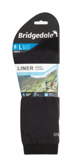 Sokken Bridgedale Everyday Outdoors Coolmax Liner Black (2-pack) 9 Sokken Bridgedale Everyday Outdoors Coolmax Liner Black (2-pack) -Schoenen Winkel mens liner base layer coolmax x2 boot height 710539 black 3